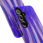iPhone Samsung Tough Phone Case — Purple Gradient Light Trails Protective Cover — Abstract Glowing Dynamic Design