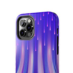 iPhone Samsung Tough Phone Case — Purple Gradient Light Trails Protective Cover — Abstract Glowing Dynamic Design