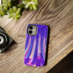 iPhone Samsung Tough Phone Case — Purple Gradient Light Trails Protective Cover — Abstract Glowing Dynamic Design