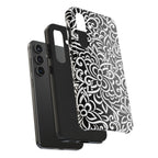 iPhone Samsung Floral Lace Tough Phone Case — Black & White Protective iPhone Cover #8594775703735