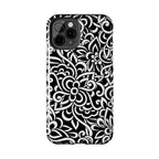 iPhone Samsung Floral Lace Tough Phone Case — Black & White Protective iPhone Cover #8594775703735