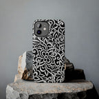 iPhone Samsung Floral Lace Tough Phone Case — Black & White Protective iPhone Cover #8594775703735