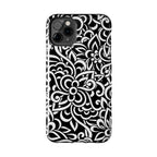 iPhone Samsung Floral Lace Tough Phone Case — Black & White Protective iPhone Cover #8594775703735