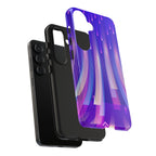 iPhone Samsung Tough Phone Case — Purple Gradient Light Trails Protective Cover — Abstract Glowing Dynamic Design