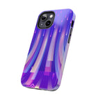 iPhone Samsung Tough Phone Case — Purple Gradient Light Trails Protective Cover — Abstract Glowing Dynamic Design