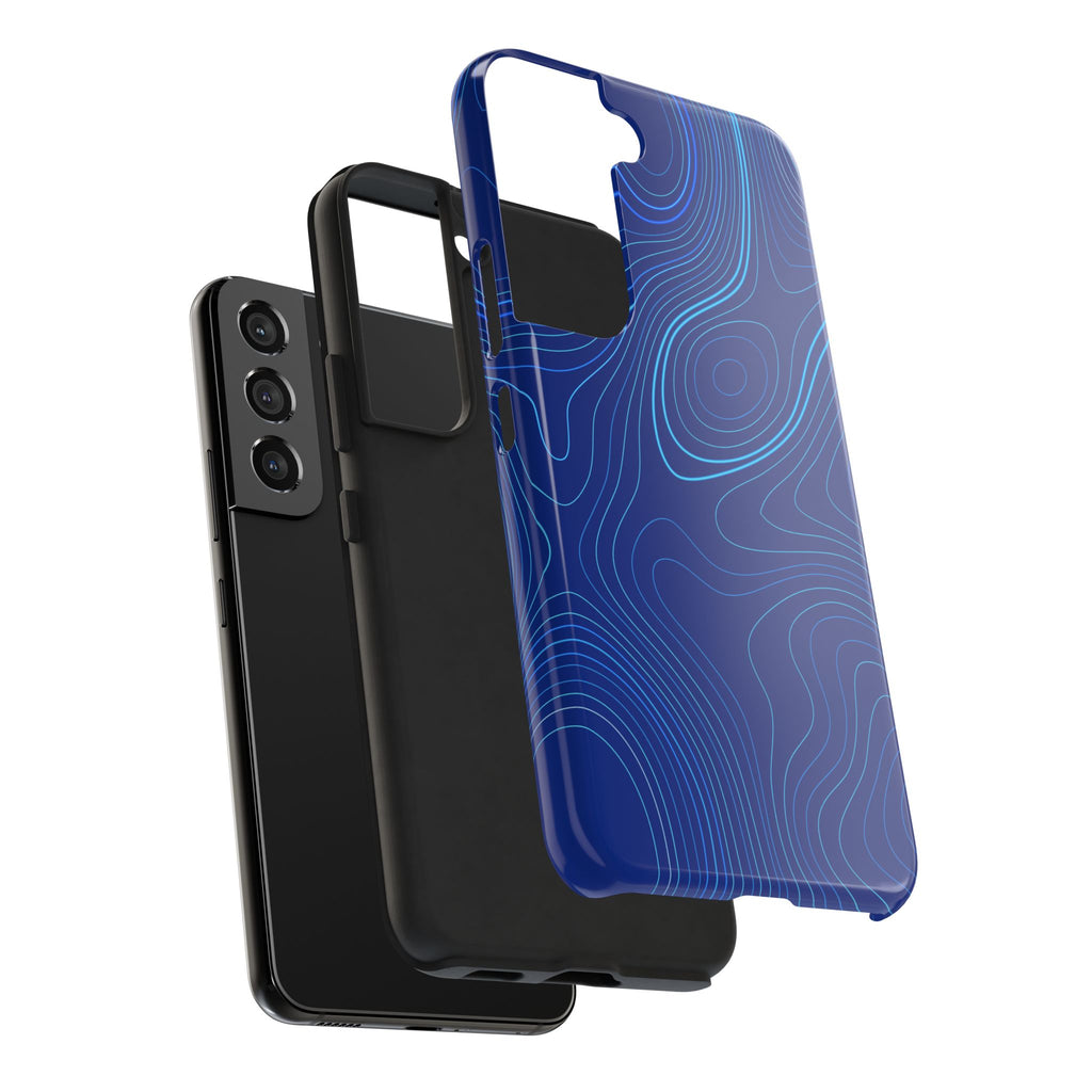 iPhone Samsung Tough Phone Case — Abstract Topographic Design — Rugged Protective Phone Case with Contour Line Design #8595451642039