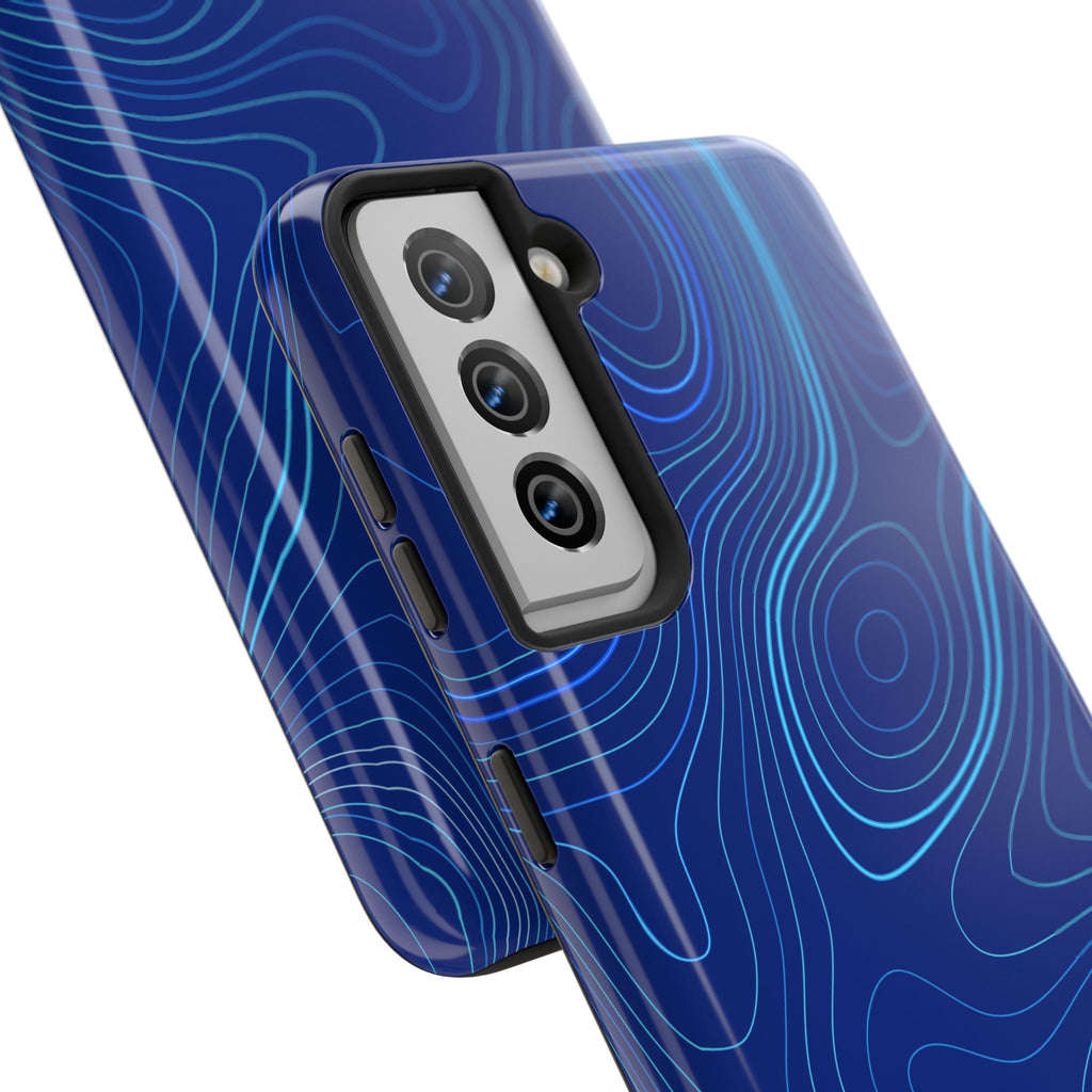 iPhone Samsung Tough Phone Case — Abstract Topographic Design — Rugged Protective Phone Case with Contour Line Design #8595451642039