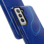 iPhone Samsung Tough Phone Case — Abstract Topographic Design — Rugged Protective Phone Case with Contour Line Design #8595451642039