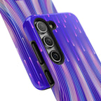 iPhone Samsung Tough Phone Case — Purple Gradient Light Trails Protective Cover — Abstract Glowing Dynamic Design