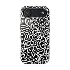 iPhone Samsung Floral Lace Tough Phone Case — Black & White Protective iPhone Cover #8594775703735