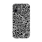 iPhone Samsung Floral Lace Tough Phone Case — Black & White Protective iPhone Cover #8594775703735