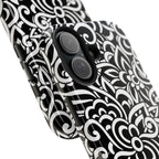 iPhone Samsung Floral Lace Tough Phone Case — Black & White Protective iPhone Cover #8594775703735