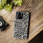 iPhone Samsung Floral Lace Tough Phone Case — Black & White Protective iPhone Cover #8594775703735