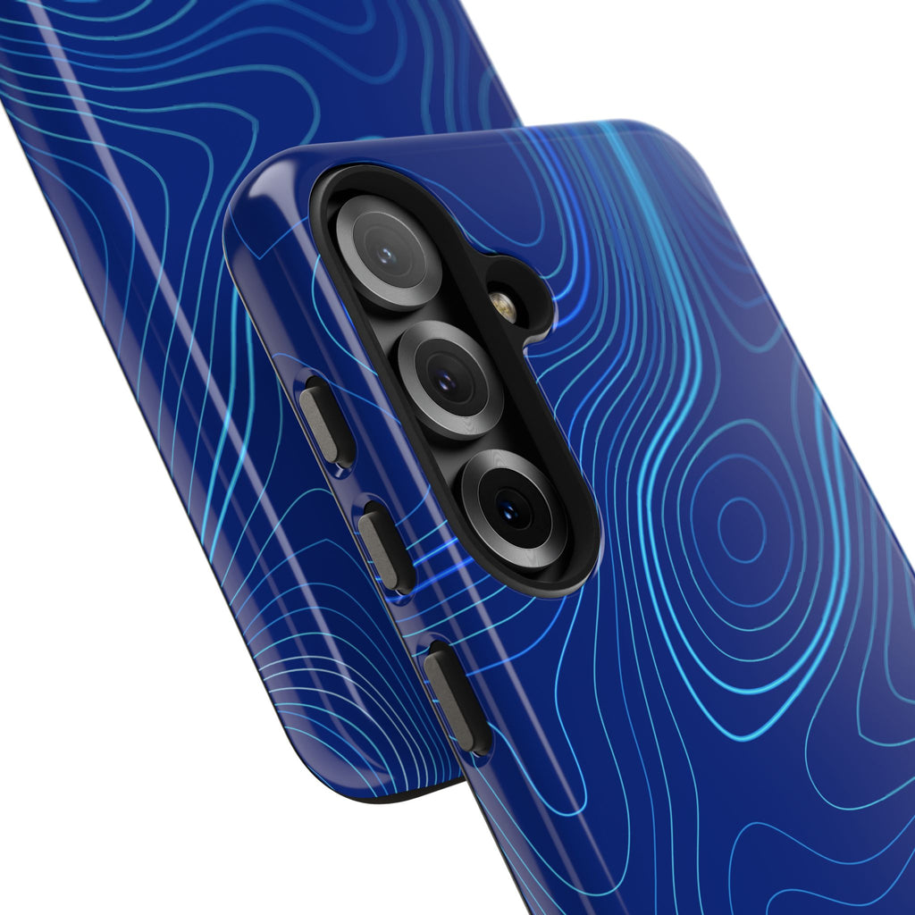 iPhone Samsung Tough Phone Case — Abstract Topographic Design — Rugged Protective Phone Case with Contour Line Design #8595451642039