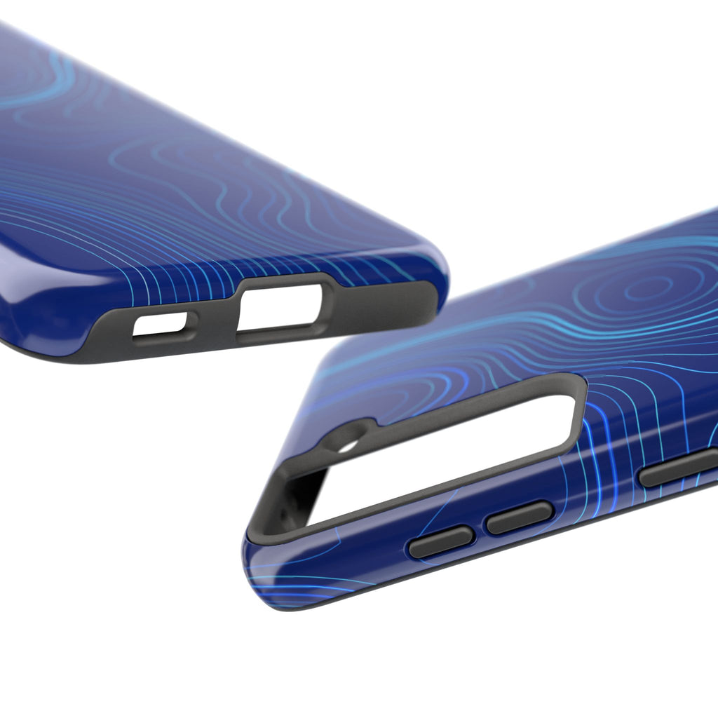 iPhone Samsung Tough Phone Case — Abstract Topographic Design — Rugged Protective Phone Case with Contour Line Design #8595451642039