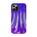 iPhone Samsung Tough Phone Case — Purple Gradient Light Trails Protective Cover — Abstract Glowing Dynamic Design