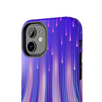 iPhone Samsung Tough Phone Case — Purple Gradient Light Trails Protective Cover — Abstract Glowing Dynamic Design