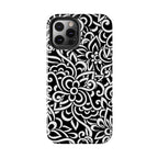 iPhone Samsung Floral Lace Tough Phone Case — Black & White Protective iPhone Cover #8594775703735