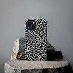 iPhone Samsung Floral Lace Tough Phone Case — Black & White Protective iPhone Cover #8594775703735