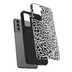 iPhone Samsung Floral Lace Tough Phone Case — Black & White Protective iPhone Cover #8594775703735