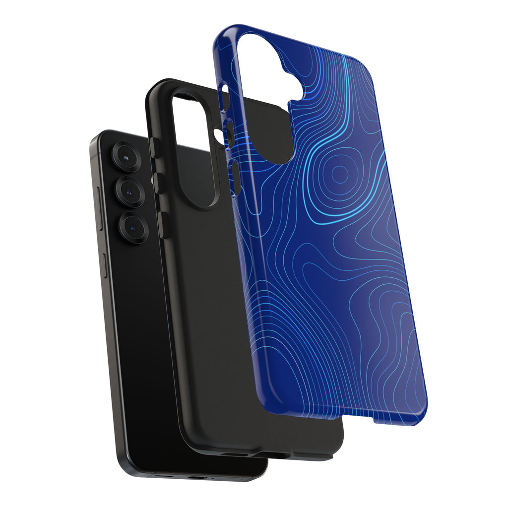 iPhone Samsung Tough Phone Case — Abstract Topographic Design — Rugged Protective Phone Case with Contour Line Design #8595451642039