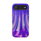 iPhone Samsung Tough Phone Case — Purple Gradient Light Trails Protective Cover — Abstract Glowing Dynamic Design