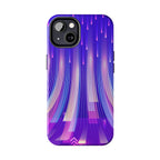 iPhone Samsung Tough Phone Case — Purple Gradient Light Trails Protective Cover — Abstract Glowing Dynamic Design