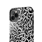 iPhone Samsung Floral Lace Tough Phone Case — Black & White Protective iPhone Cover #8594775703735