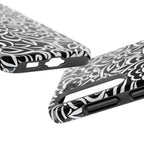 iPhone Samsung Floral Lace Tough Phone Case — Black & White Protective iPhone Cover #8594775703735