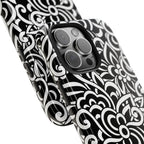 iPhone Samsung Floral Lace Tough Phone Case — Black & White Protective iPhone Cover #8594775703735
