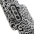 iPhone Samsung Floral Lace Tough Phone Case — Black & White Protective iPhone Cover #8594775703735