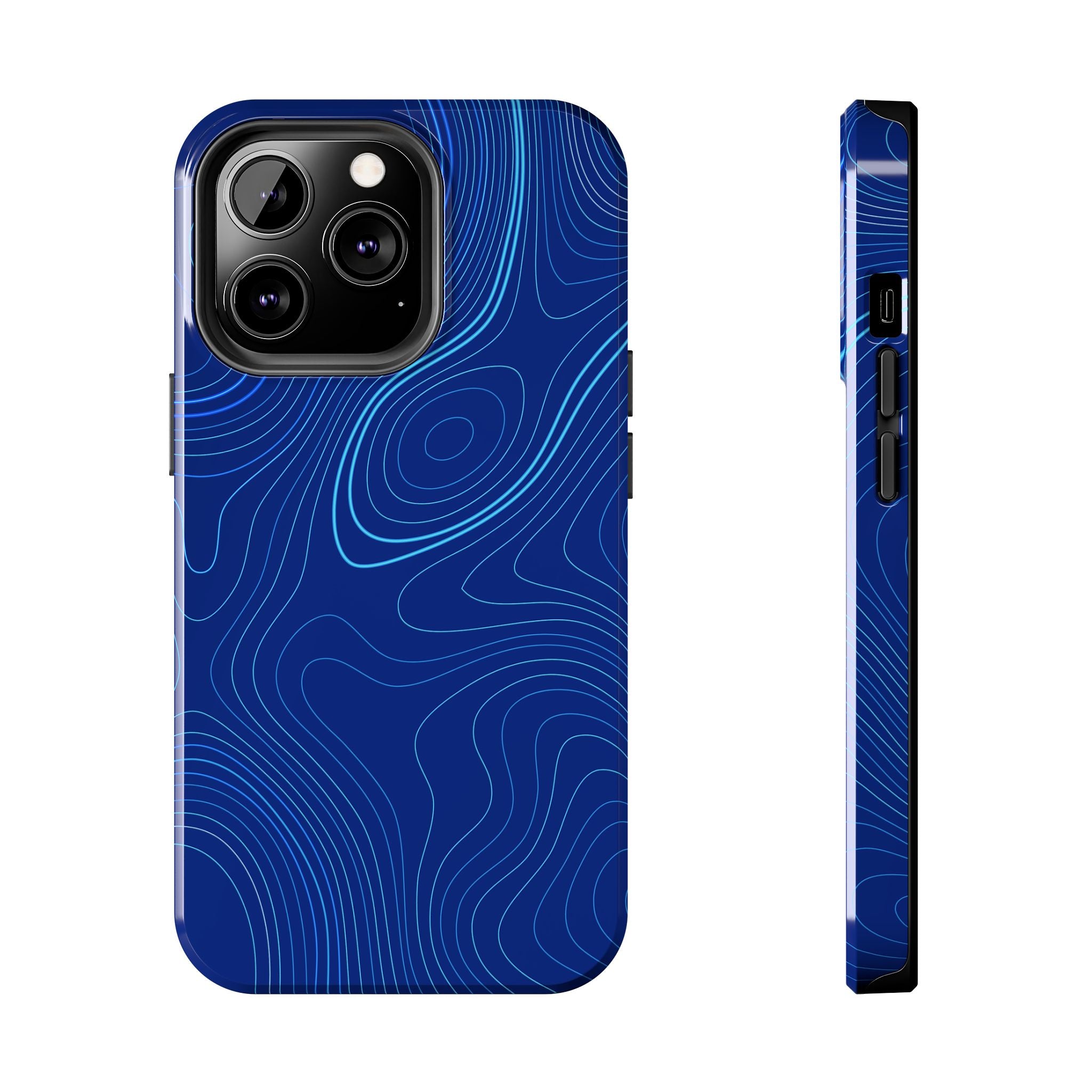 iPhone Samsung Tough Phone Case — Abstract Topographic Design — Rugged Protective Phone Case with Contour Line Design #8595451642039