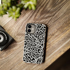 iPhone Samsung Floral Lace Tough Phone Case — Black & White Protective iPhone Cover #8594775703735