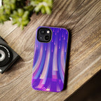 iPhone Samsung Tough Phone Case — Purple Gradient Light Trails Protective Cover — Abstract Glowing Dynamic Design