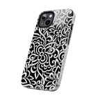 iPhone Samsung Floral Lace Tough Phone Case — Black & White Protective iPhone Cover #8594775703735