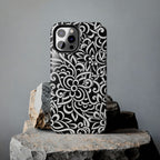iPhone Samsung Floral Lace Tough Phone Case — Black & White Protective iPhone Cover #8594775703735