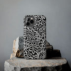 iPhone Samsung Floral Lace Tough Phone Case — Black & White Protective iPhone Cover #8594775703735