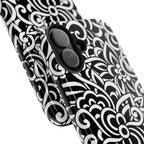 iPhone Samsung Floral Lace Tough Phone Case — Black & White Protective iPhone Cover #8594775703735