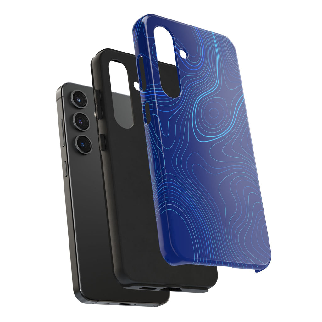 iPhone Samsung Tough Phone Case — Abstract Topographic Design — Rugged Protective Phone Case with Contour Line Design #8595451642039