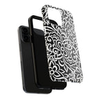 iPhone Samsung Floral Lace Tough Phone Case — Black & White Protective iPhone Cover #8594775703735