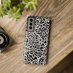 iPhone Samsung Floral Lace Tough Phone Case — Black & White Protective iPhone Cover #8594775703735