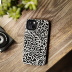 iPhone Samsung Floral Lace Tough Phone Case — Black & White Protective iPhone Cover #8594775703735