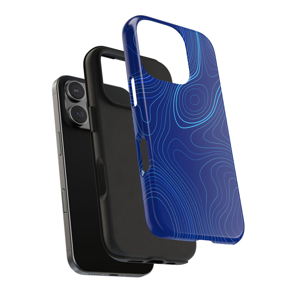 iPhone Samsung Tough Phone Case — Abstract Topographic Design — Rugged Protective Phone Case with Contour Line Design #8595451642039