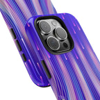 iPhone Samsung Tough Phone Case — Purple Gradient Light Trails Protective Cover — Abstract Glowing Dynamic Design