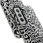 iPhone Samsung Floral Lace Tough Phone Case — Black & White Protective iPhone Cover #8594775703735