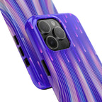 iPhone Samsung Tough Phone Case — Purple Gradient Light Trails Protective Cover — Abstract Glowing Dynamic Design