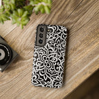 iPhone Samsung Floral Lace Tough Phone Case — Black & White Protective iPhone Cover #8594775703735