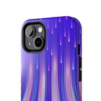 iPhone Samsung Tough Phone Case — Purple Gradient Light Trails Protective Cover — Abstract Glowing Dynamic Design
