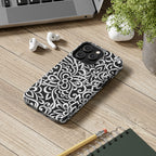 iPhone Samsung Floral Lace Tough Phone Case — Black & White Protective iPhone Cover #8594775703735