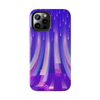 iPhone Samsung Tough Phone Case — Purple Gradient Light Trails Protective Cover — Abstract Glowing Dynamic Design